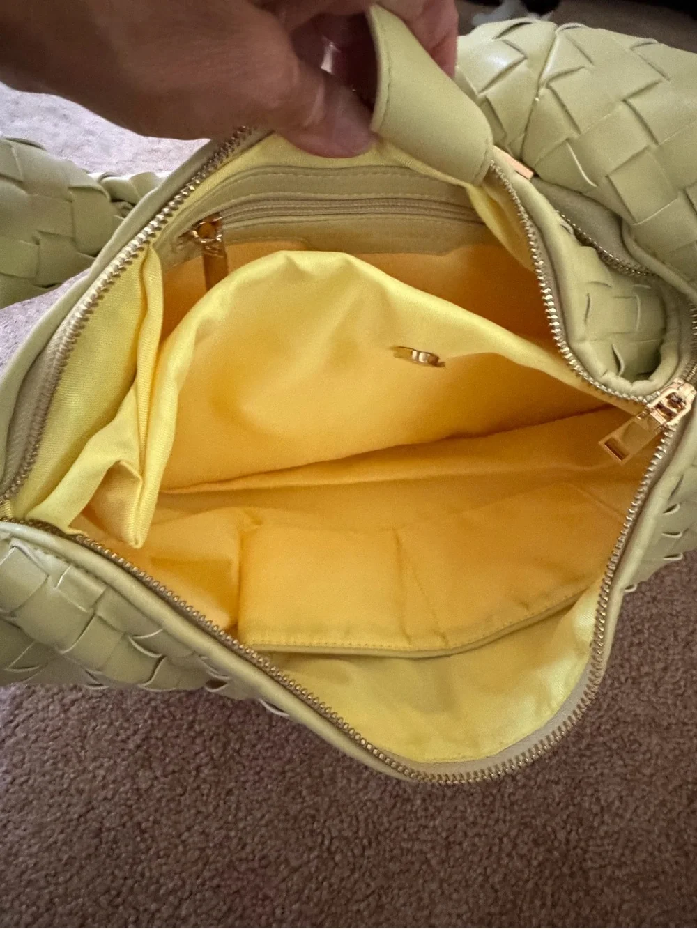 new Anthropologie melie Bianco Brigitte oversized XL woven knot satchel citron